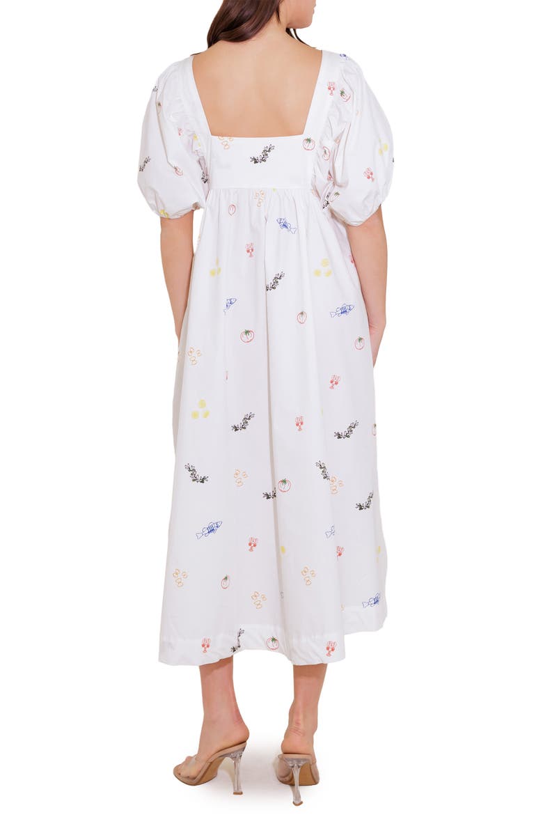 FREEMARKET Print Puff Sleeve Midi Dress, Alternate, color, White