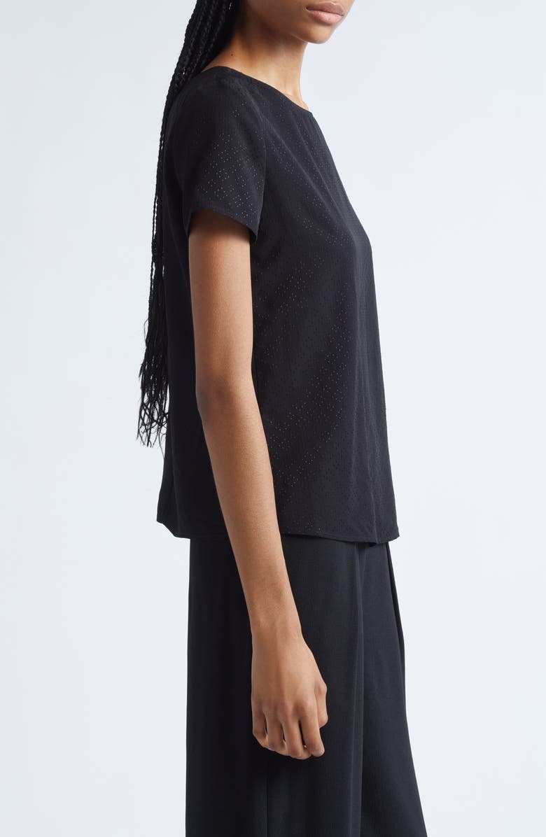 Emporio Armani Pointelle Satin Top, Alternate, color, Black