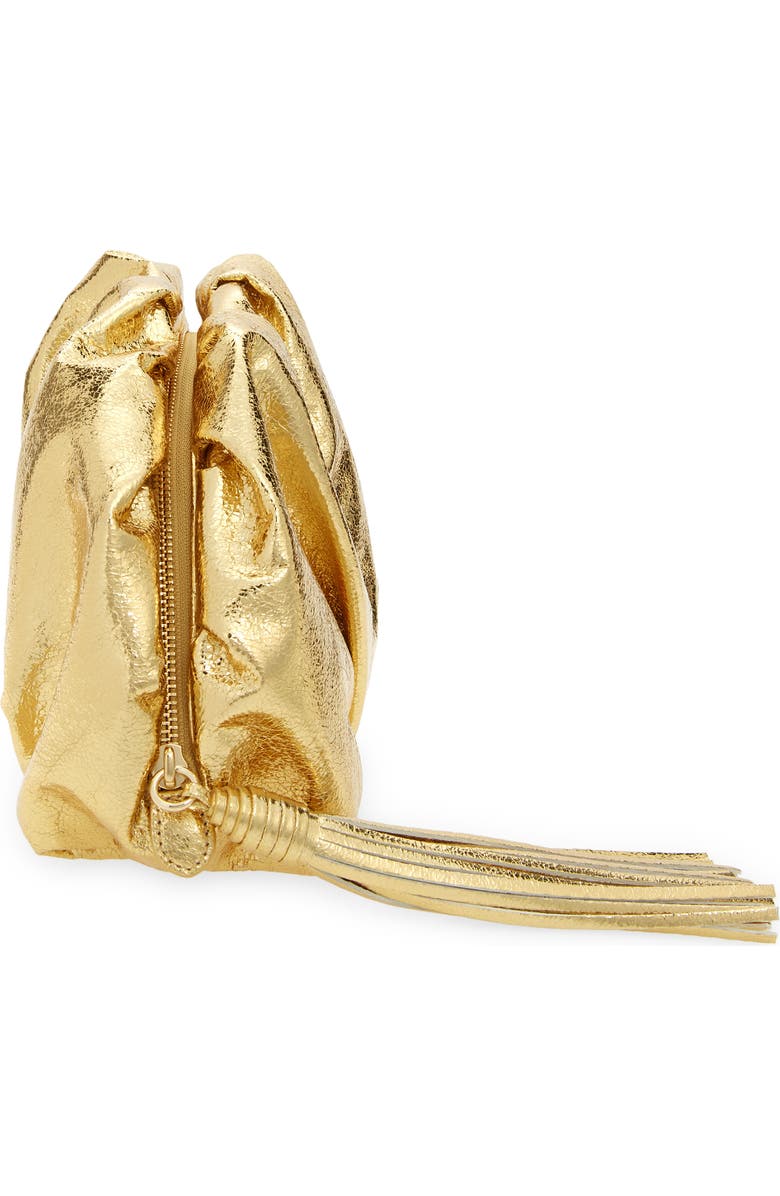 Rebecca Minkoff Ruched Faux Leather Clutch, Alternate, color, Solid Gold