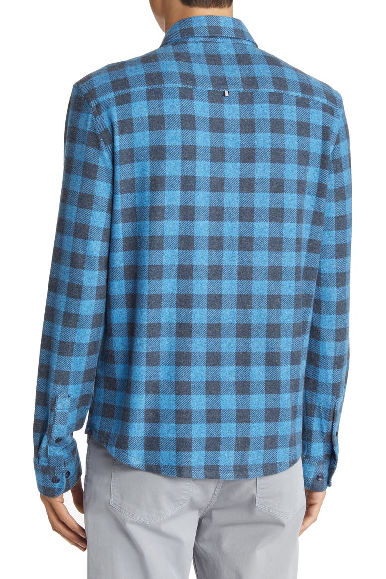 Dry Touch® Performance Buffalo Check Fleece Button-Up Shirt, Alternate, color, BLUE