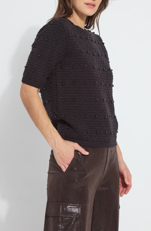 Lyssé Lysse Valentina Imitation Pearl Short Sleeve Sweater In Black