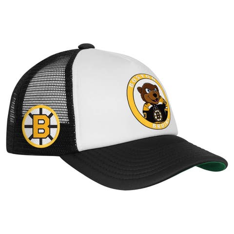 Youth Mitchell & Ness  White Boston Bruins Mascot Adjustable Trucker Hat