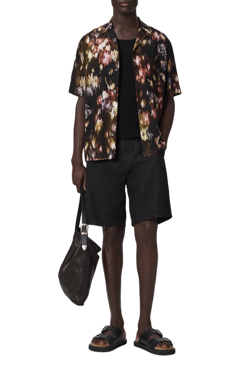Wildflower Camp Shirt, Alternate, color, BLACK