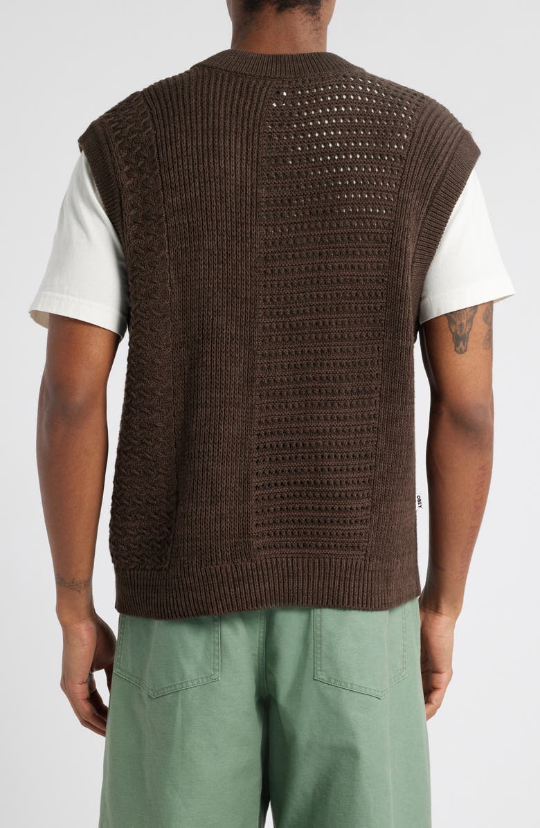 Obey Garrett Textureblock Cotton V-Neck Sweater Vest, Alternate, color, 