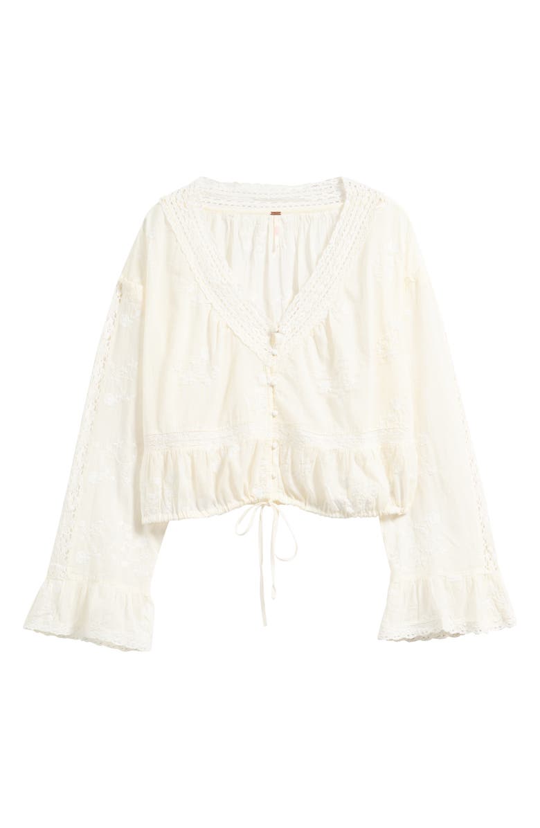 Free People Sweet Love Crop Shirt, Alternate, color, Egret