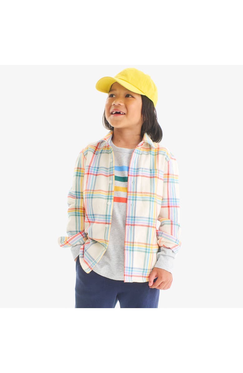 Primary Kids Long Sleeve Rainbow Flannel Button Down, Alternate, color, Rainbow Plaid