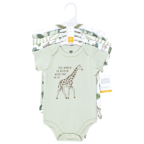 Hudson Baby Essential Cotton Bodysuits 5-piece Set In Green