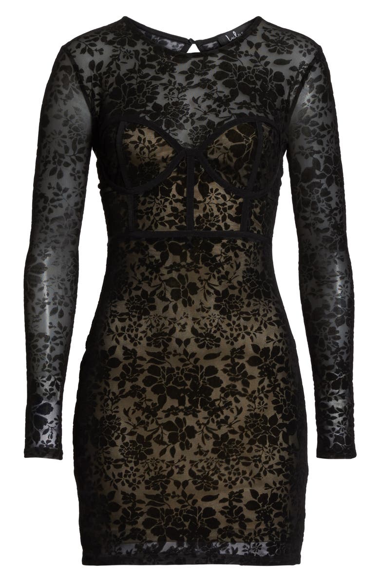 Lulus Cor-Set to Go Burnout Velvet Minidress, Alternate, color,