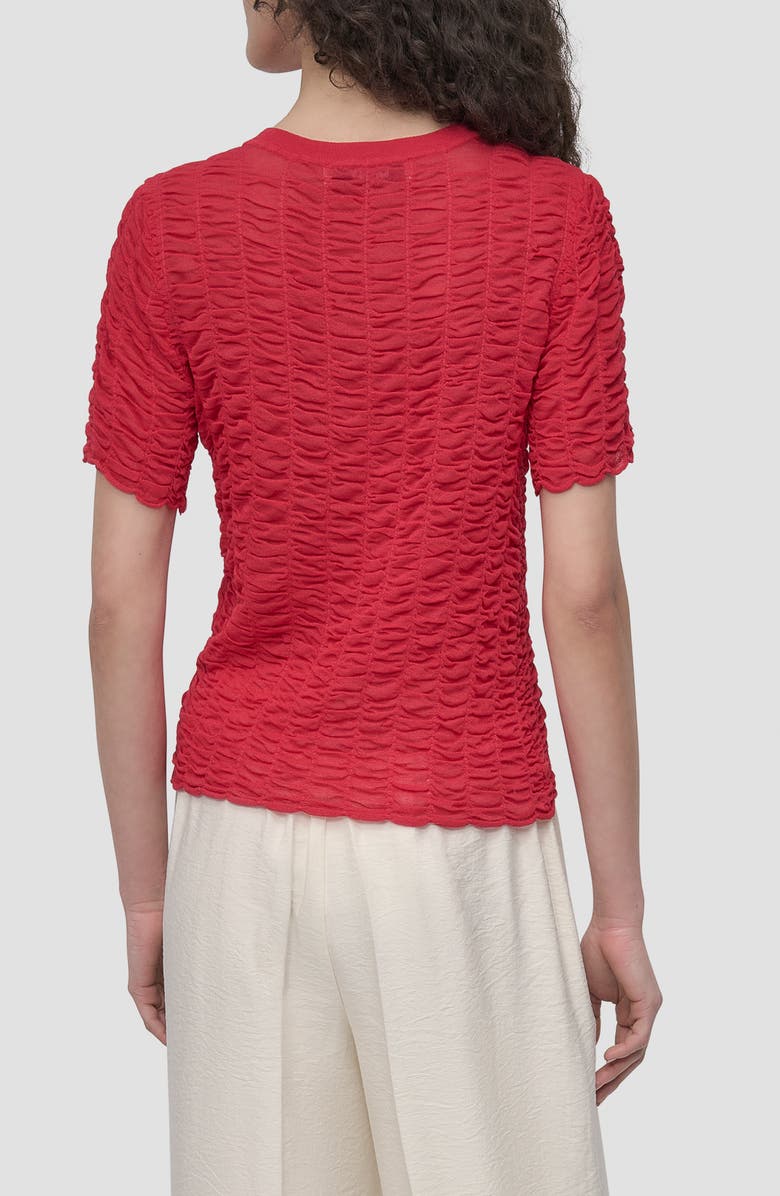 DKNY Superfine Textured Short Sleeve Sweater, Alternate, color, Summer Cherry