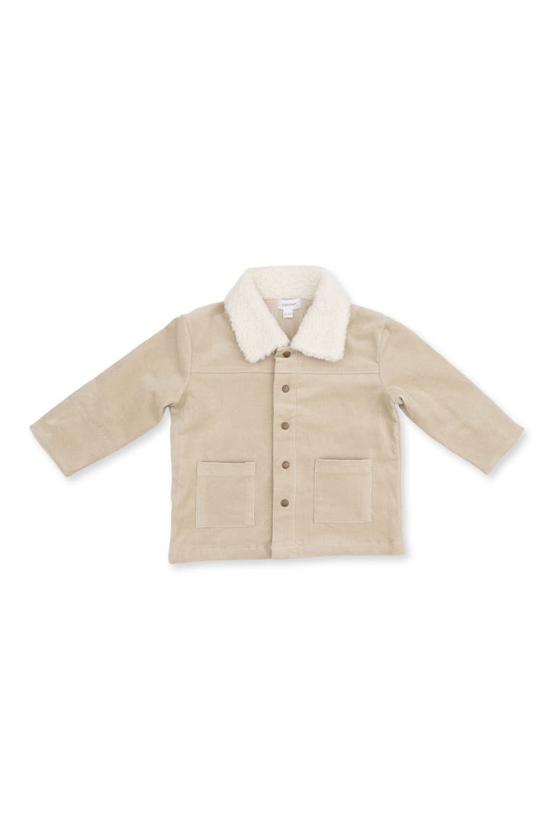 Kids' Fleece Collar Corduroy Jacket, Main, color, GREY BEIGE