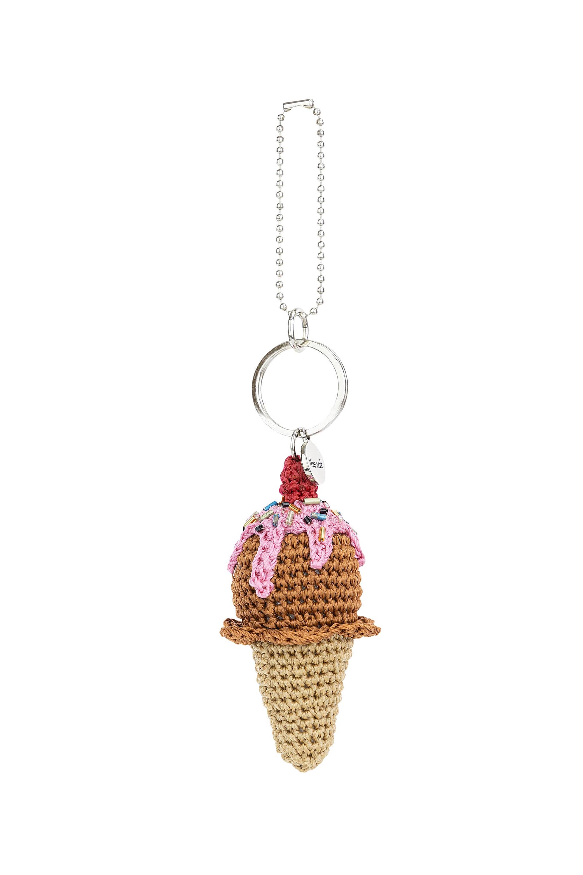 The Sak Yarnicharmz Hand Crochet Dangle - Ice Cream, Main, color, Chocolate
