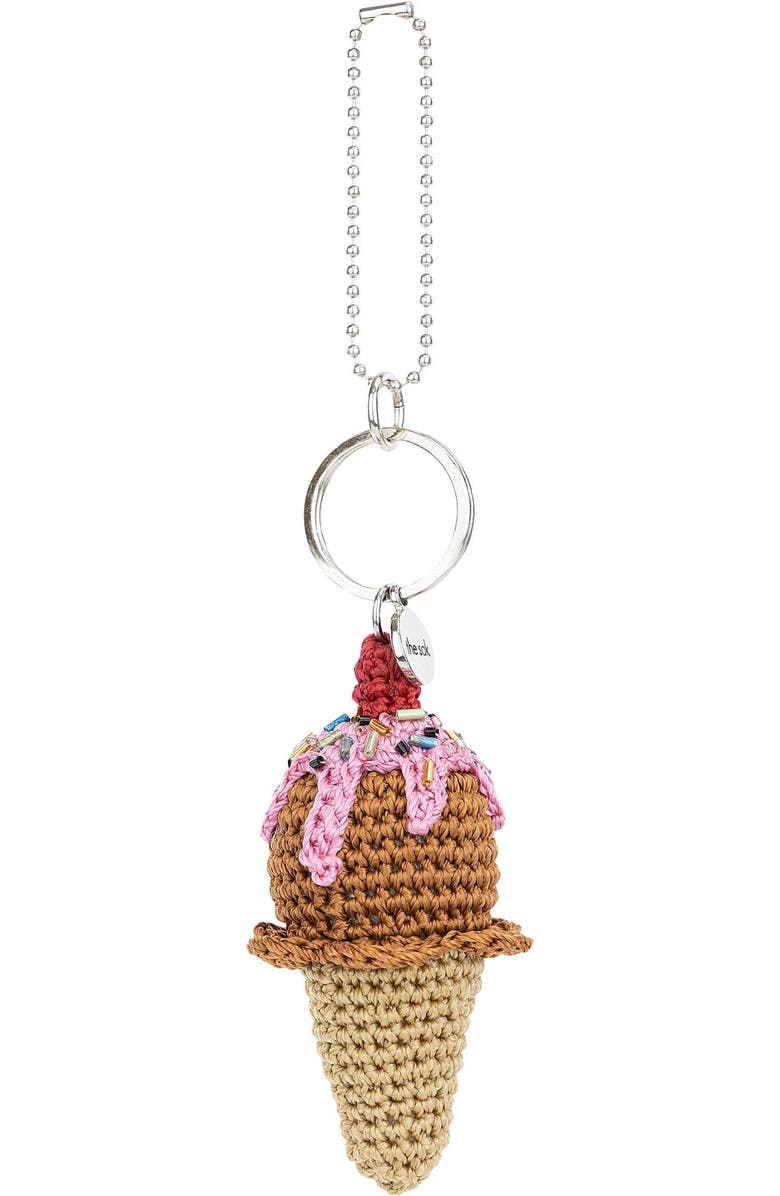 The Sak Yarnicharmz Hand Crochet Dangle - Ice Cream, Main, color, Chocolate