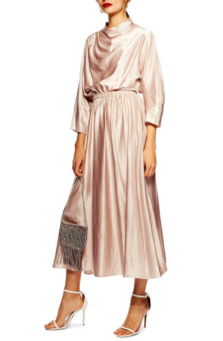Topshop Satin Maxi Dress, Main, color, 