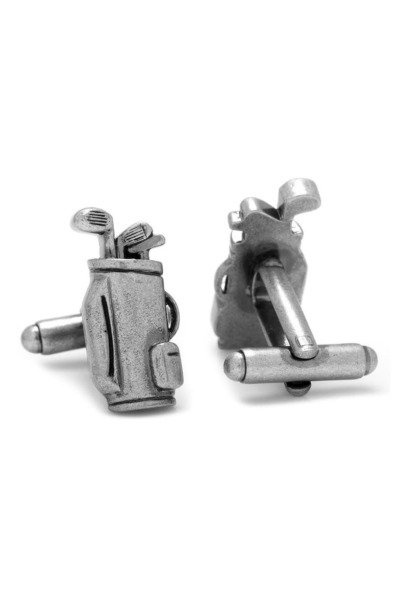 Golf Bag Cuff Links, Alternate, color, SILVER