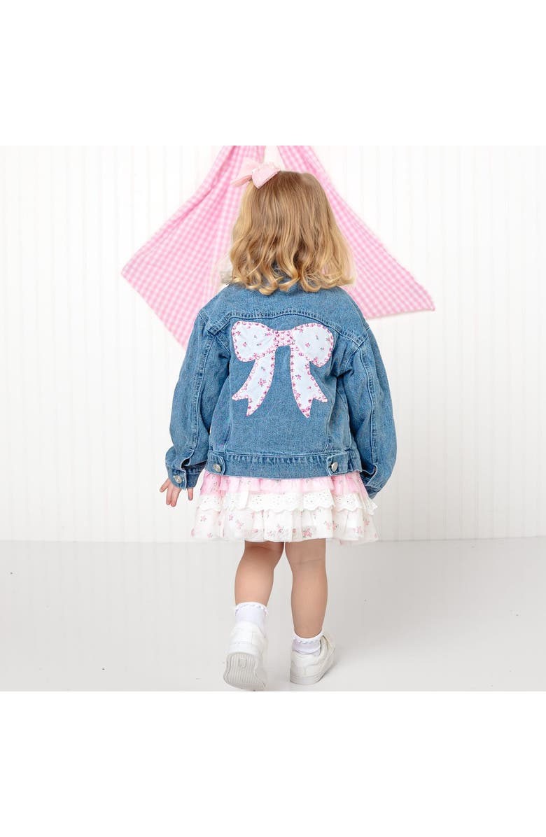 Sweet Wink Pearl and Gemstone Floral Bow Patch Denim Jacket, Alternate, color, Denim