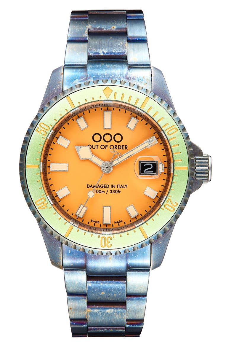 Casanova Bracelet Watch, 44mm, Main, color, ORANGE AND GREEN