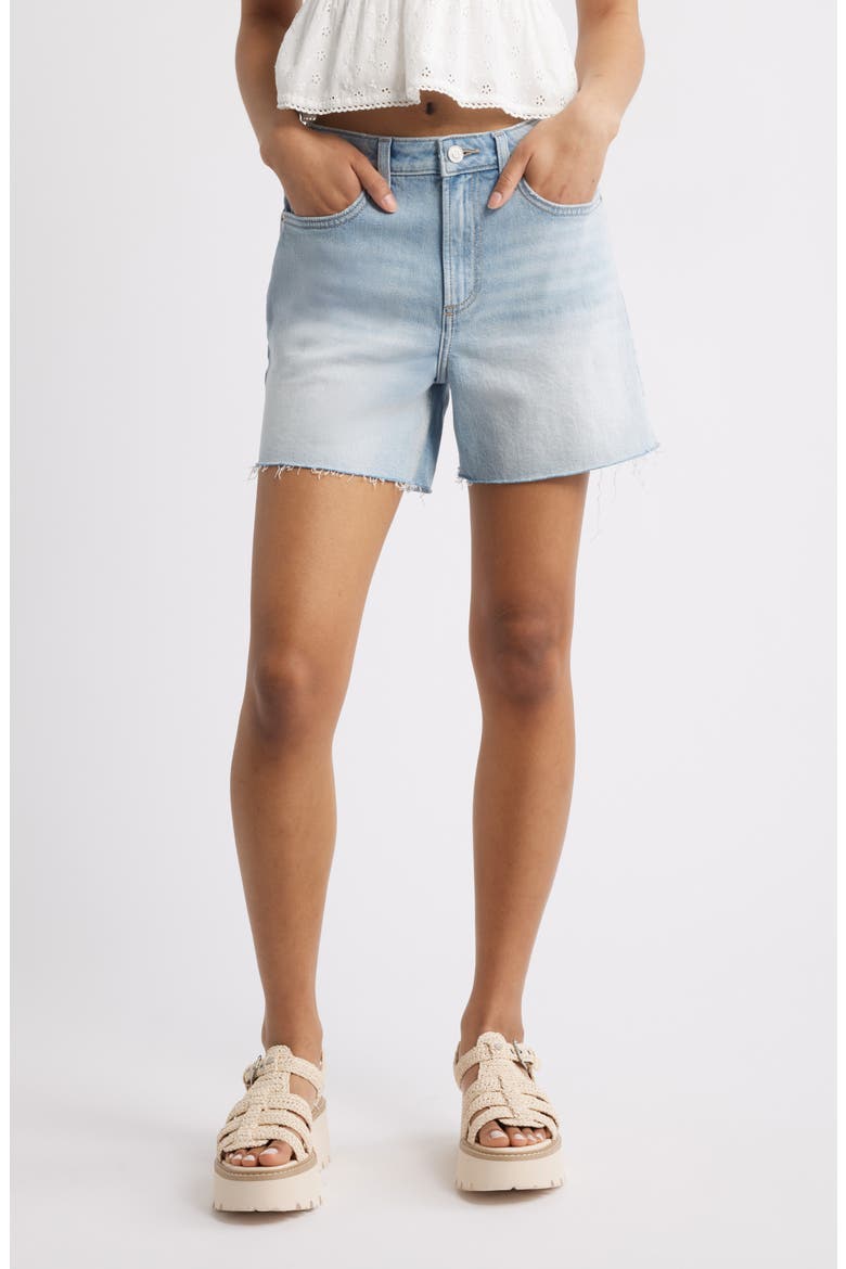 '90s High Waist Cutoff Denim Shorts, Main, color, LIGHT ASH
