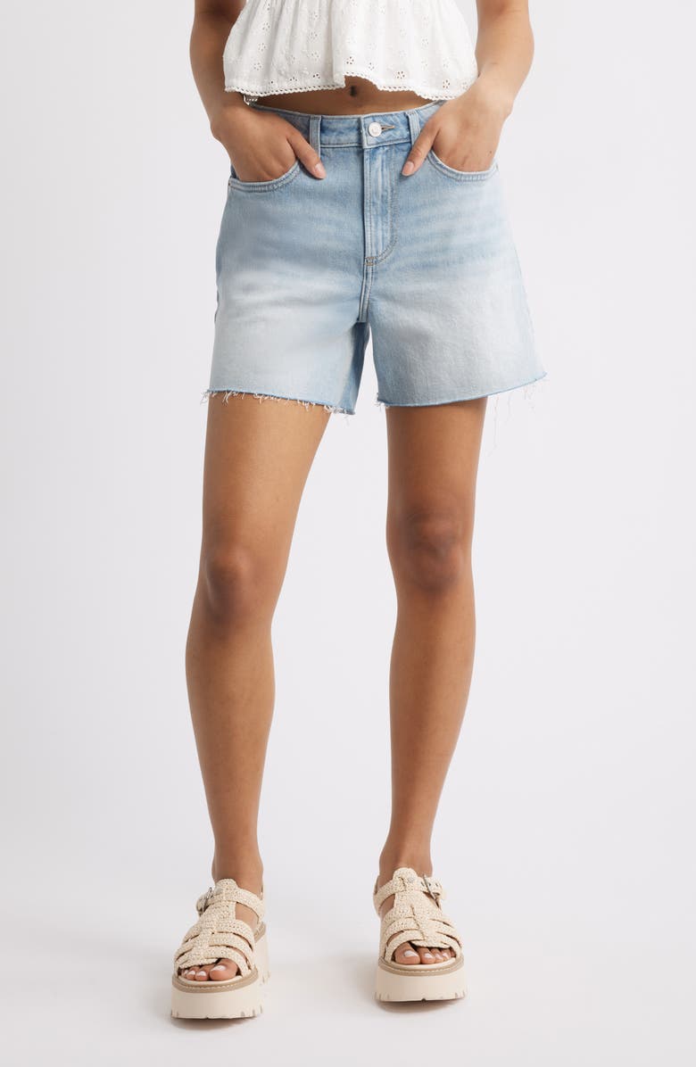 BP. '90s High Waist Cutoff Denim Shorts, Main, color, Light Ash