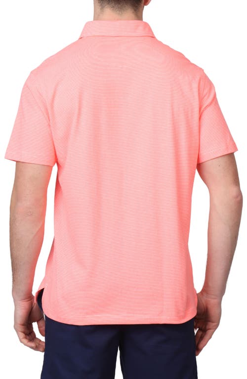 Tailorbyrd Supersoft Stripe Yarn Dye Polo In Neon Coral