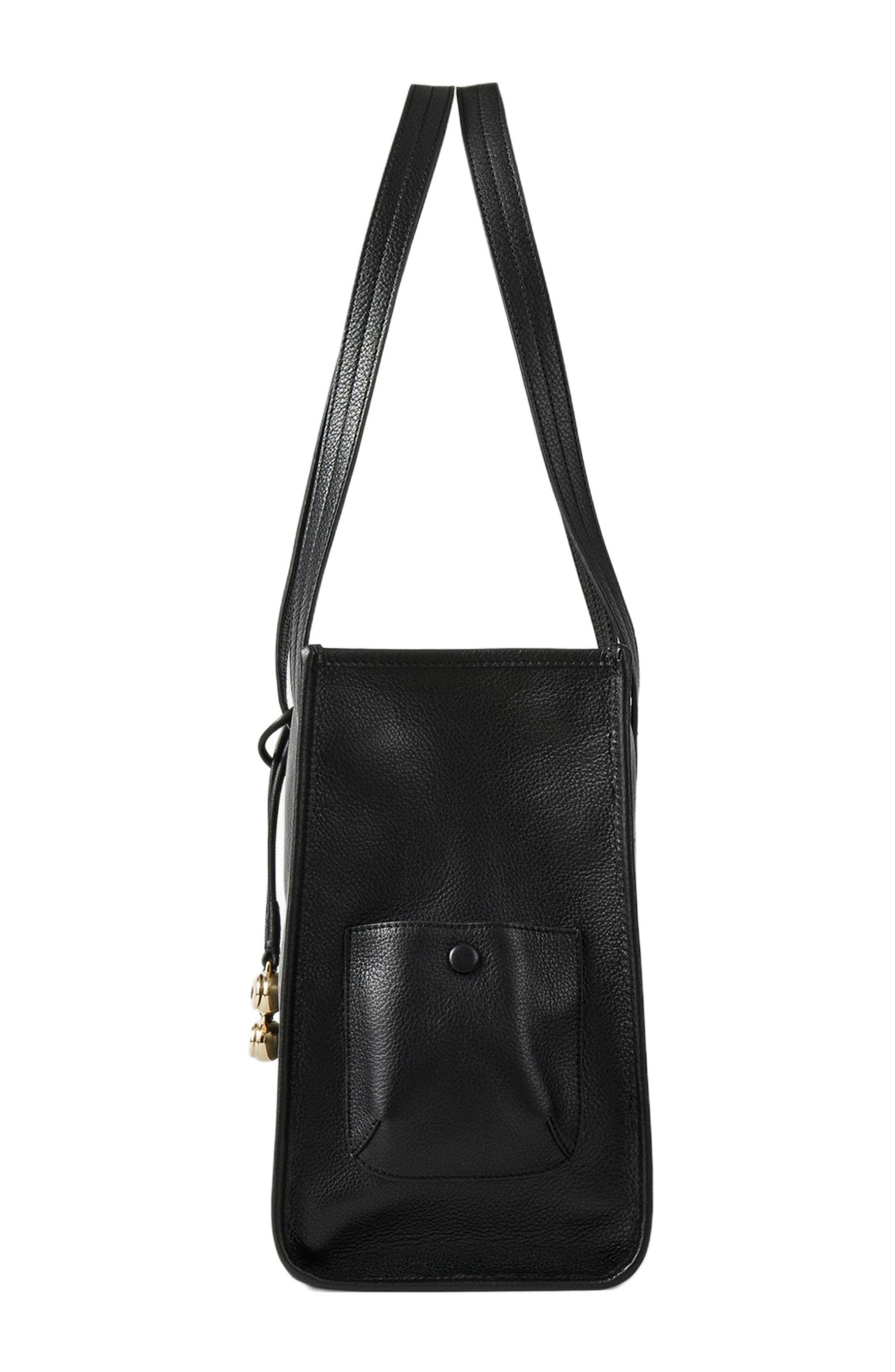 SANDRO Soft leather tote bag, Alternate, color, Black