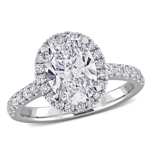2-3/5 CTW Lab-Grown Diamond Oval Halo Ring 14k