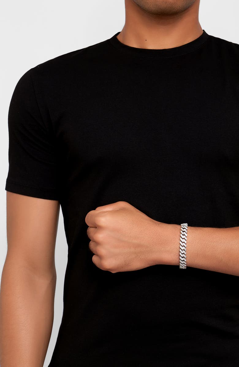 Adornia Men's Pavé Cubic Zirconia 10mm Curb Chain Bracelet, Alternate, color, Silver