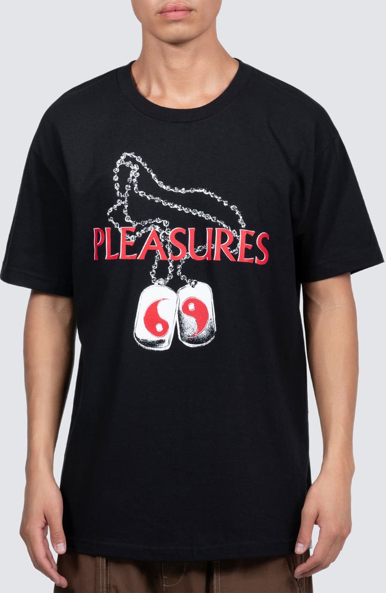 PLEASURES Dog Tags Cotton Graphic T-Shirt, Main, color, 