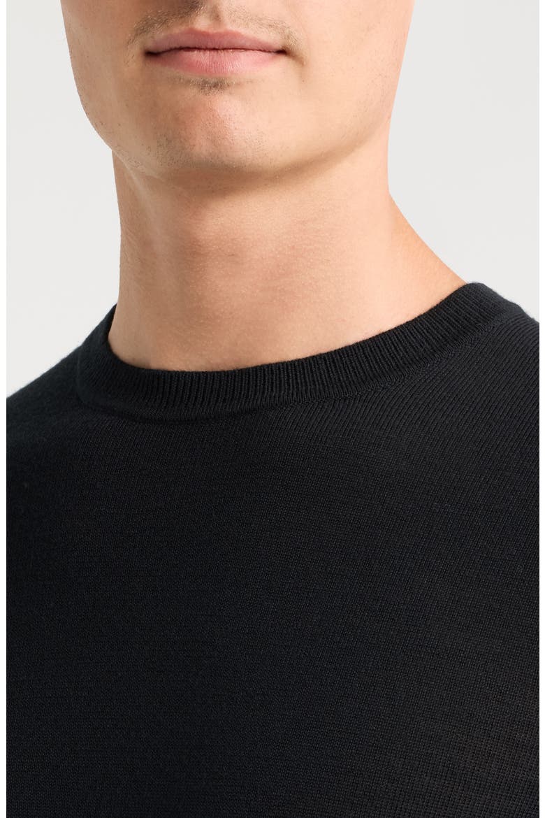 Italian Merino Wool Crewneck Sweater, Alternate, color, BLACK