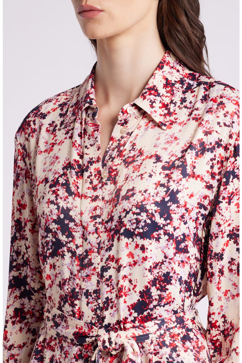 Davivio Tie Belt Long Sleeve Shirtdress, Alternate, color, HOPE FLOWER FANTASY