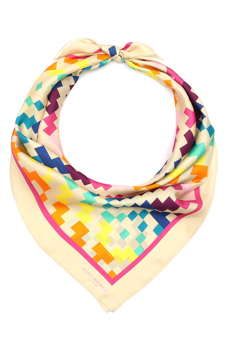 Kurt Geiger London Large Rainbow Weave Silk Square Scarf, Main, color, 