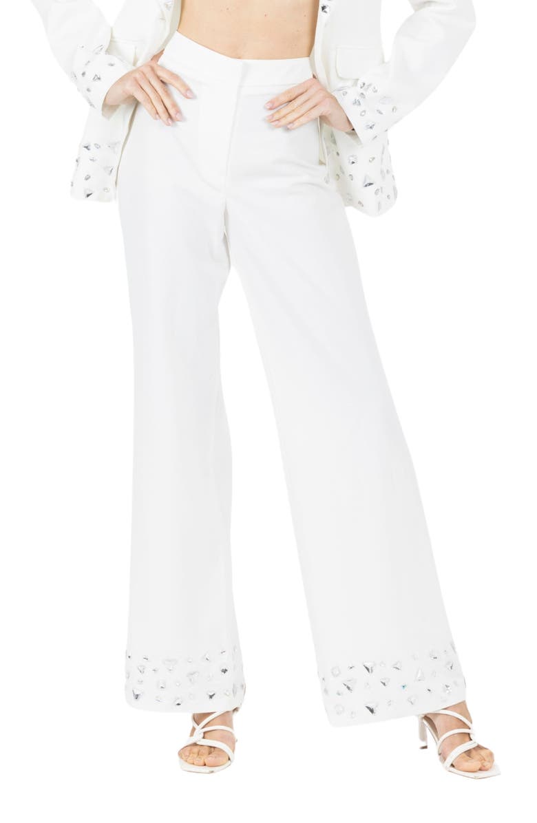 AKALIA Ameli White Flared Pants, Alternate, color, 