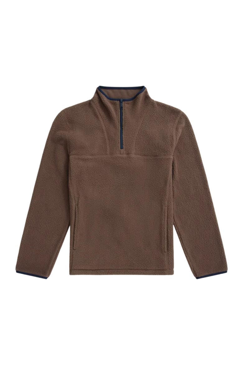 Alfie Contrast Detail Borg Half Zip Fleece Top, Main, color, Brown