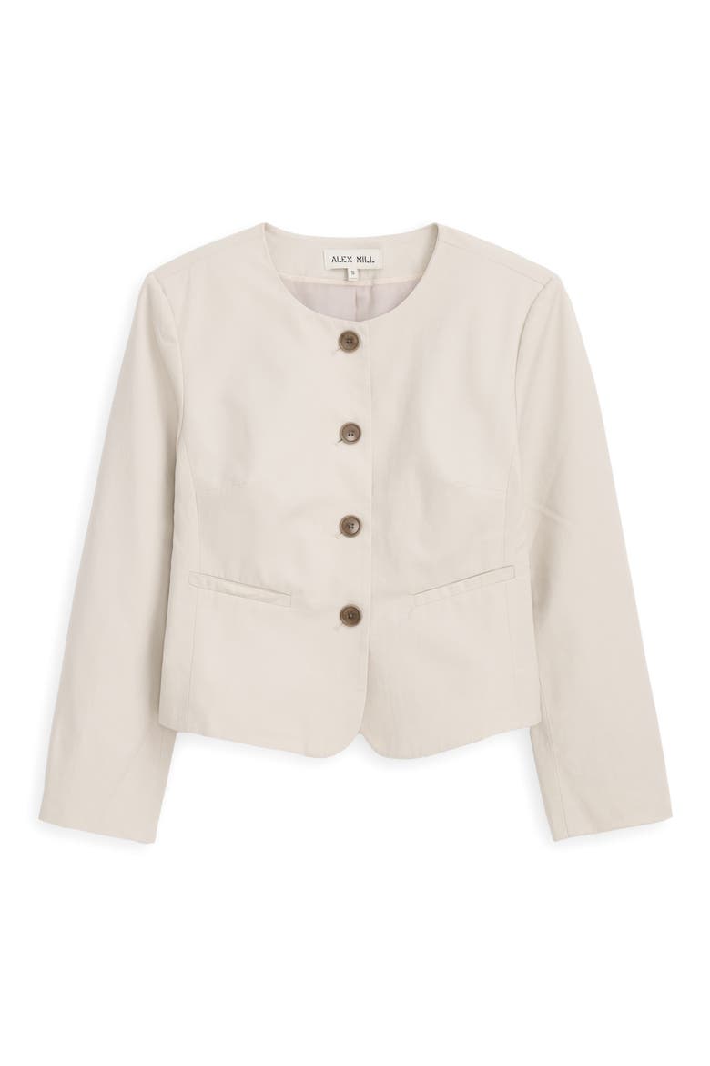 Soho Collarless Cotton & Linen Jacket, Alternate, color, SAND