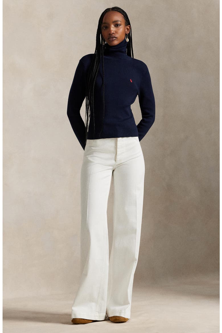 Stretch Cotton Twill Flare Leg Pants, Alternate, color, NEVIS