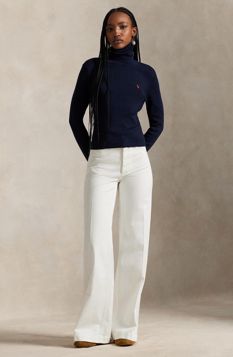 Polo Ralph Lauren Stretch Cotton Twill Flare Leg Pants, Alternate, color, Nevis