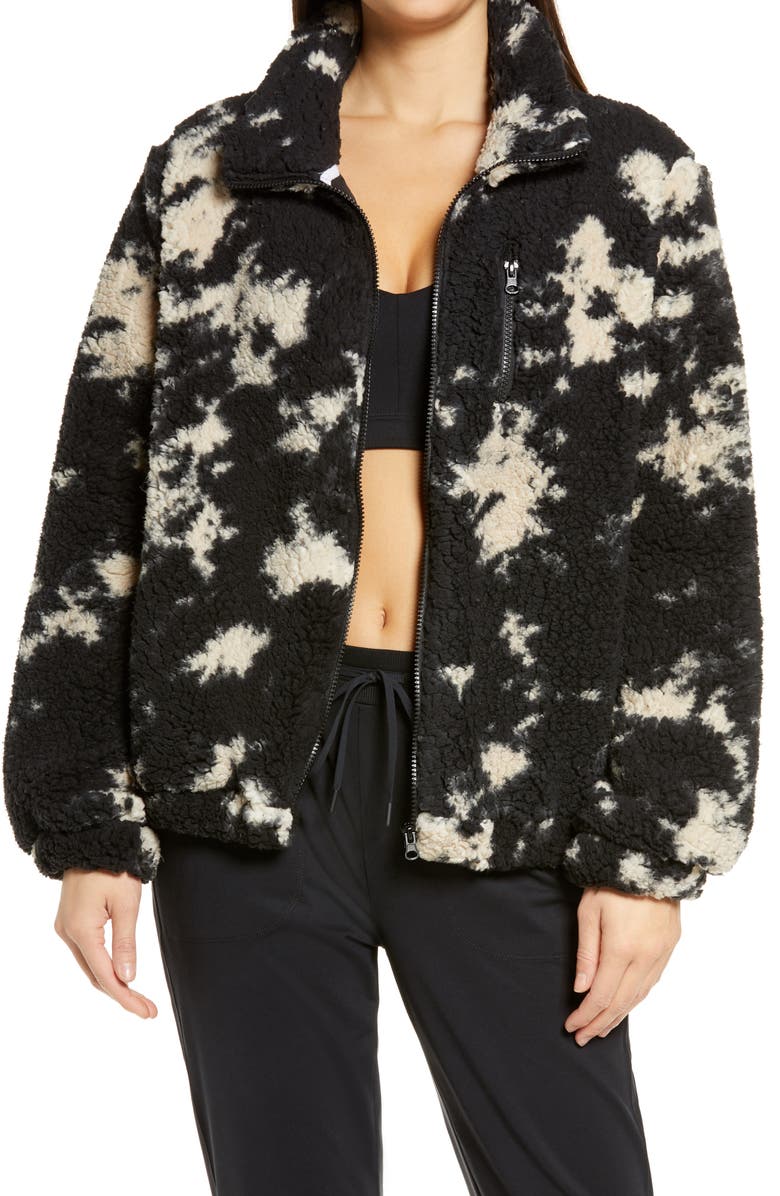 Zella Faux Fur Print Jacket, Main, color,