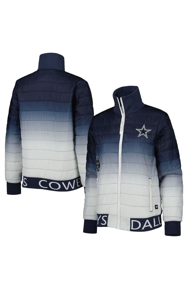 THE WILD COLLECTIVE Women's The Wild Collective Navy/Silver Dallas Cowboys Color Block Full-Zip Puffer Jacket, Main, color,