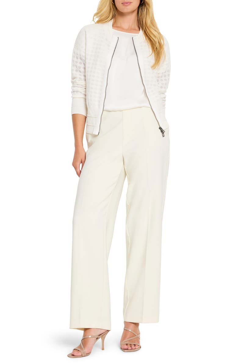 NIC+ZOE Sheer Stitch Zip Cardigan, Alternate, color, Classic Cream