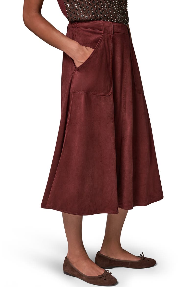 Faux Suede Patch Pocket Skirt, Alternate, color, BLK CHERRY