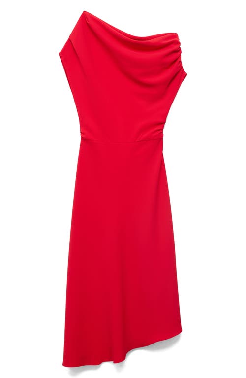 Mango Asymmetric Midi Dress In Red