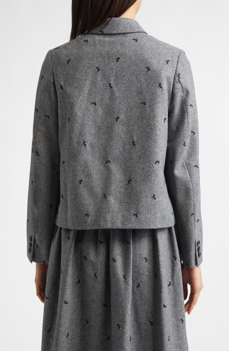 Comme des Garçons Girl Embroidered Wool Blend Flannel Jacket, Alternate, color, Black/ Gray