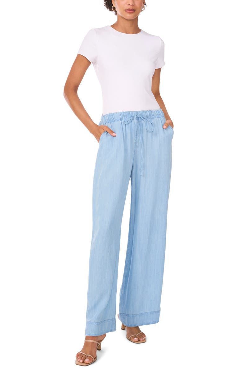Vince Camuto Wide Leg Chambray Drawstring Pants, Alternate, color, Indigo