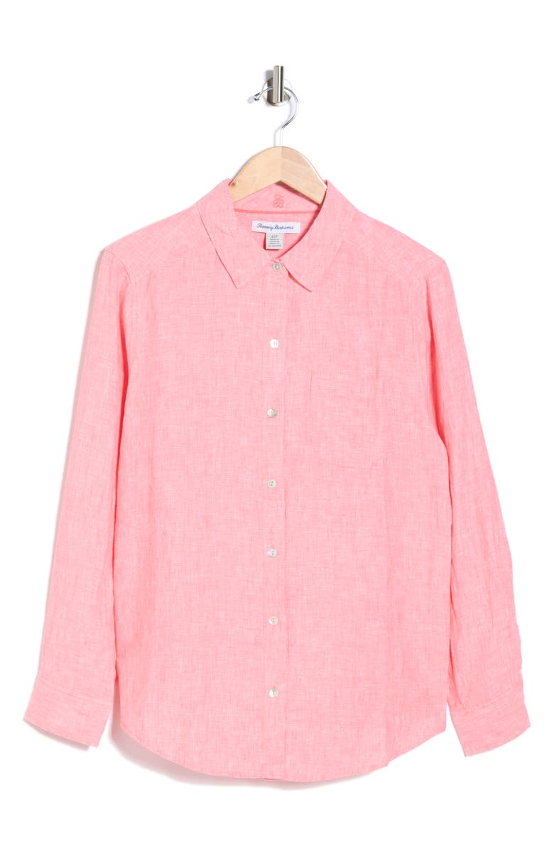 Tommy Bahama Coastalina Linen Button-Up Shirt, Main, color, Strawberry Pink