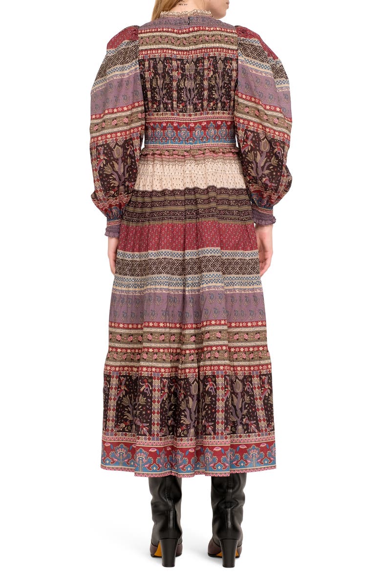 Brooke Border Smocked Long Sleeve Midi Dress, Alternate, color, MULTI