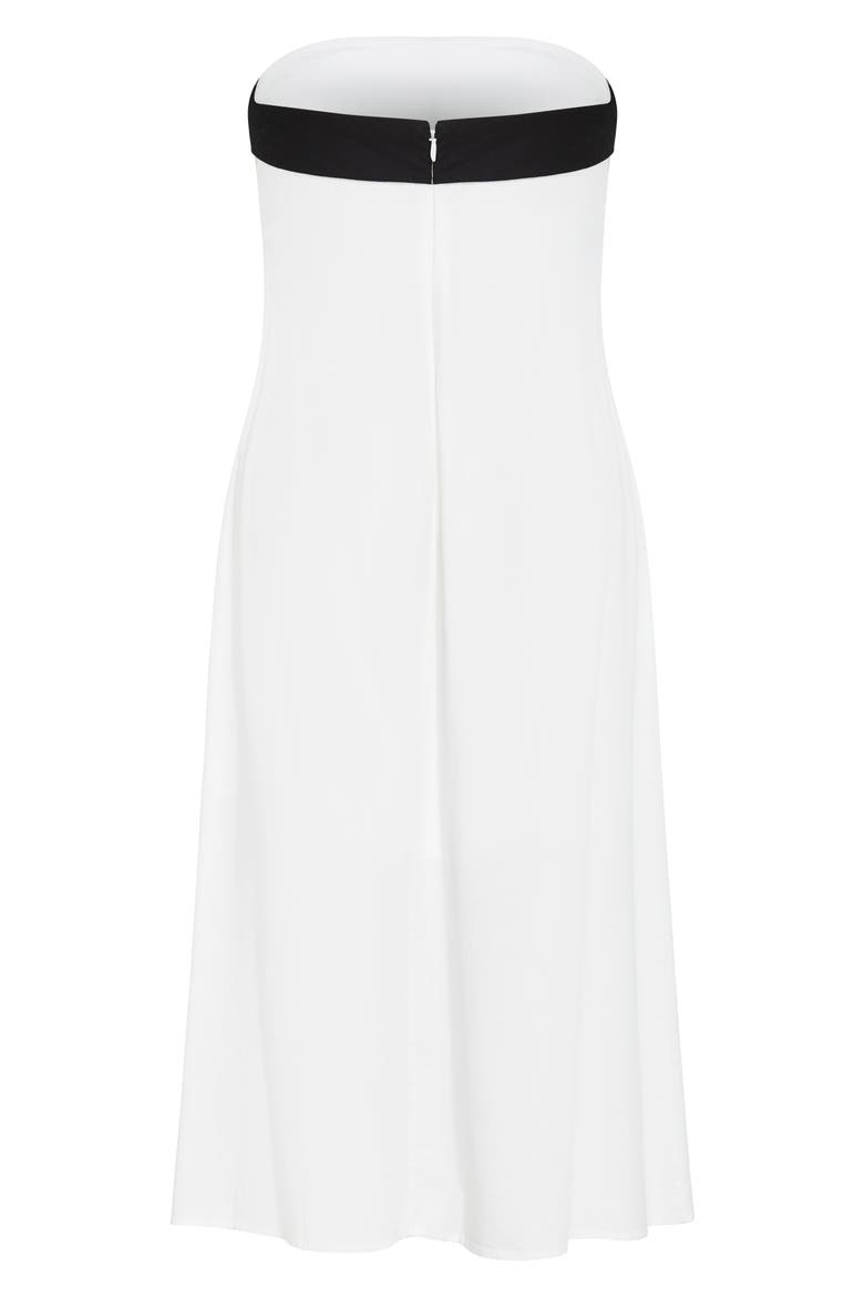 Lina Contrast Detail Strapless Dress, Alternate, color, IVORY