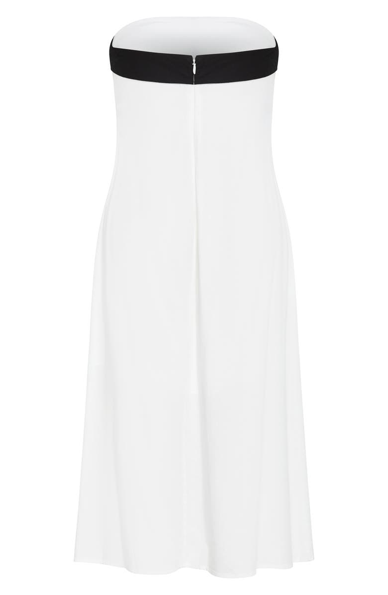 City Chic Lina Contrast Detail Strapless Dress, Alternate, color, White