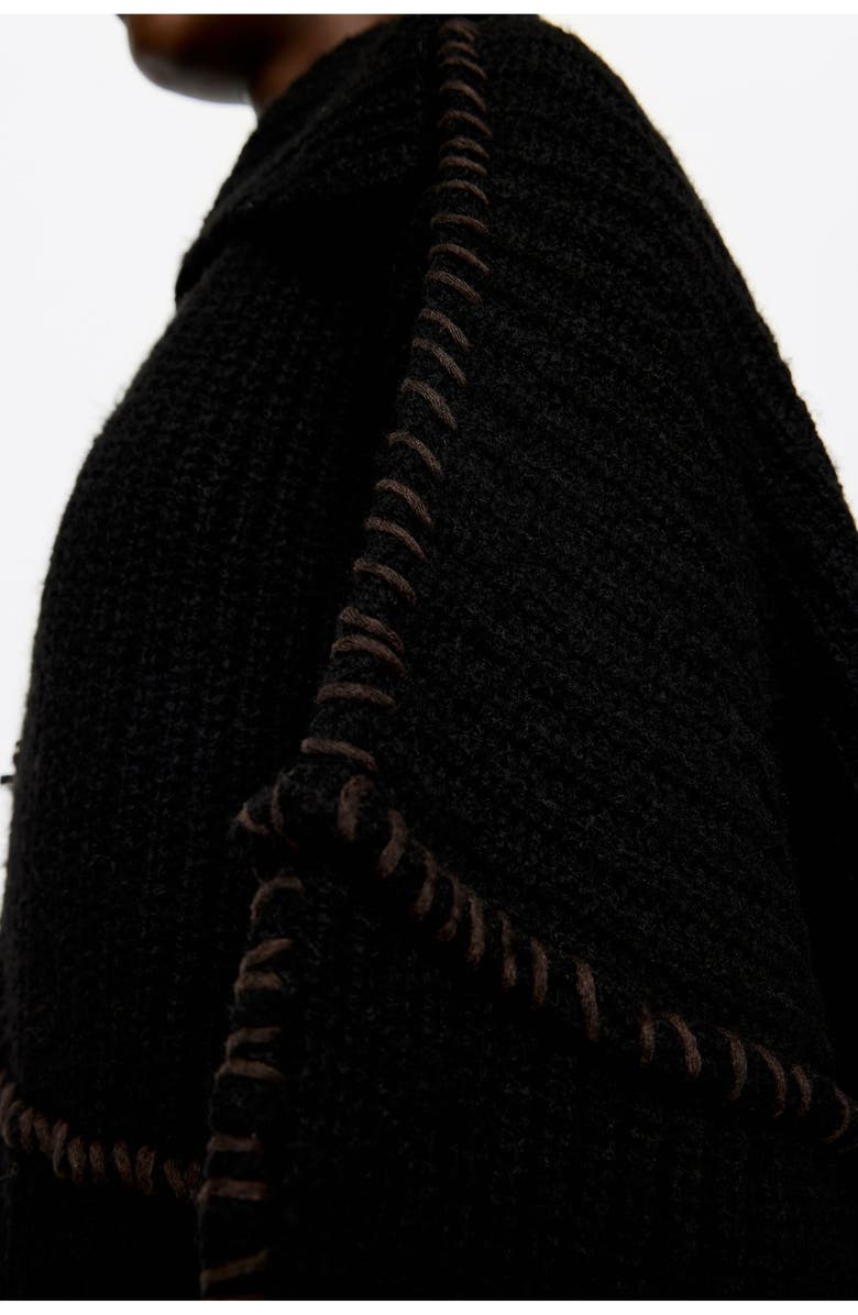 Bimba y Lola Cardigan With Metal Hooks, Alternate, color, Black