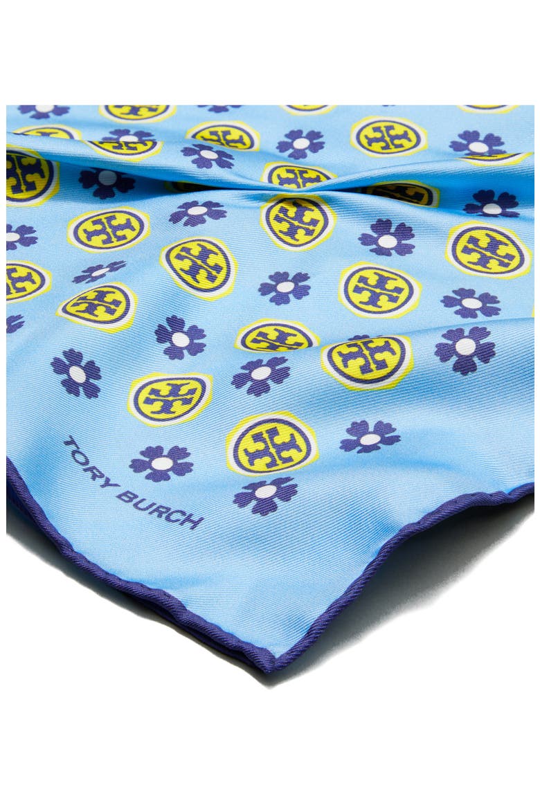 Silk Triangle Scarf, Alternate, color, BLUE FLORAL MONOGRAM