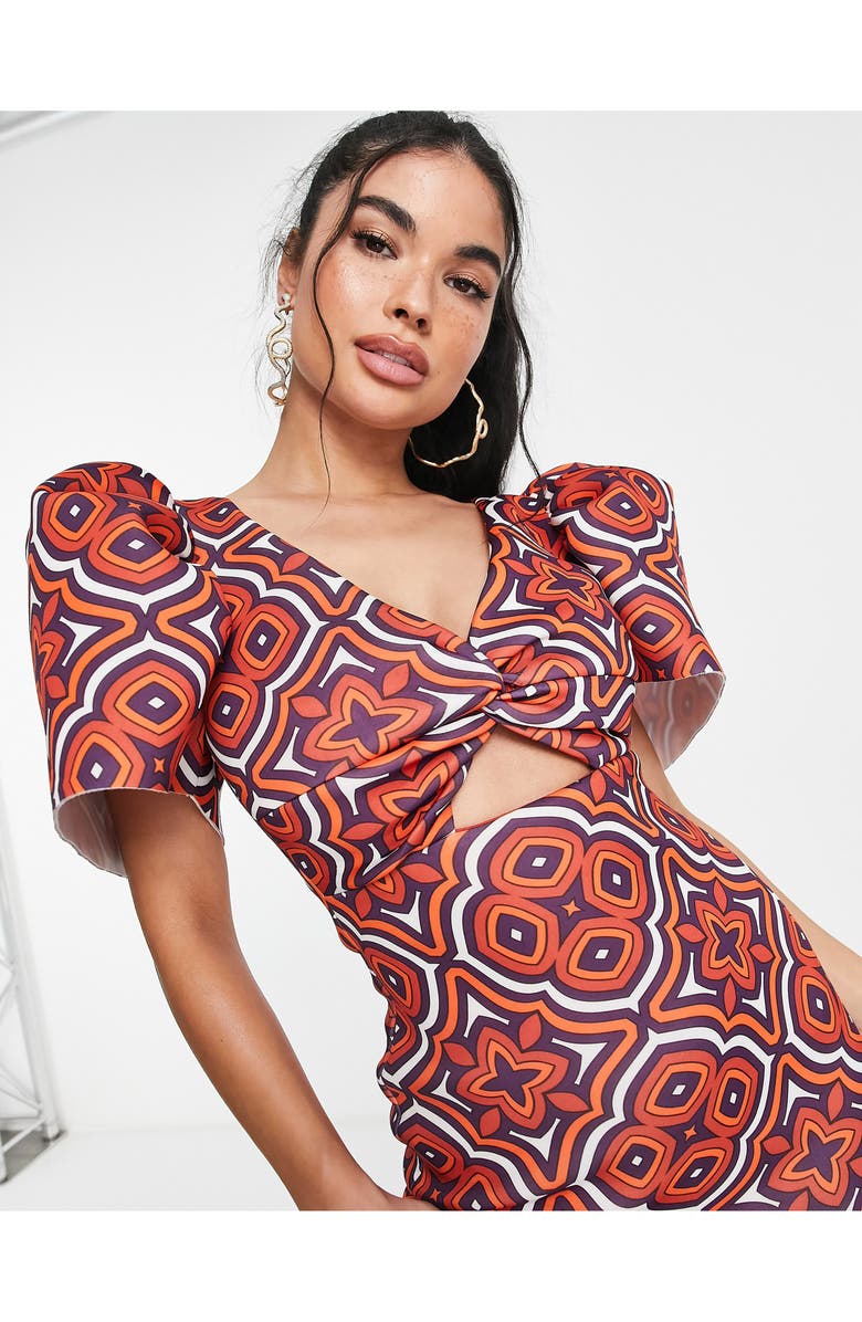 ASOS DESIGN Twist Front Midi Dress, Alternate, color,