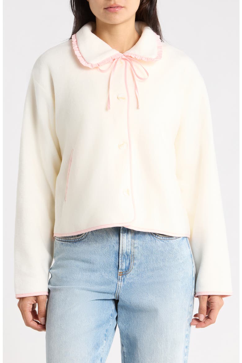Plaid High Pile Fleece Jacket, Main, color, IVORY